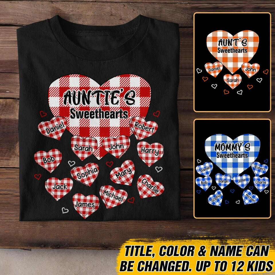 Personalized Mommy's Sweethearts And Kid's Name T-Shirt Mother's Day Shirt Best Mother's Day From For Husband