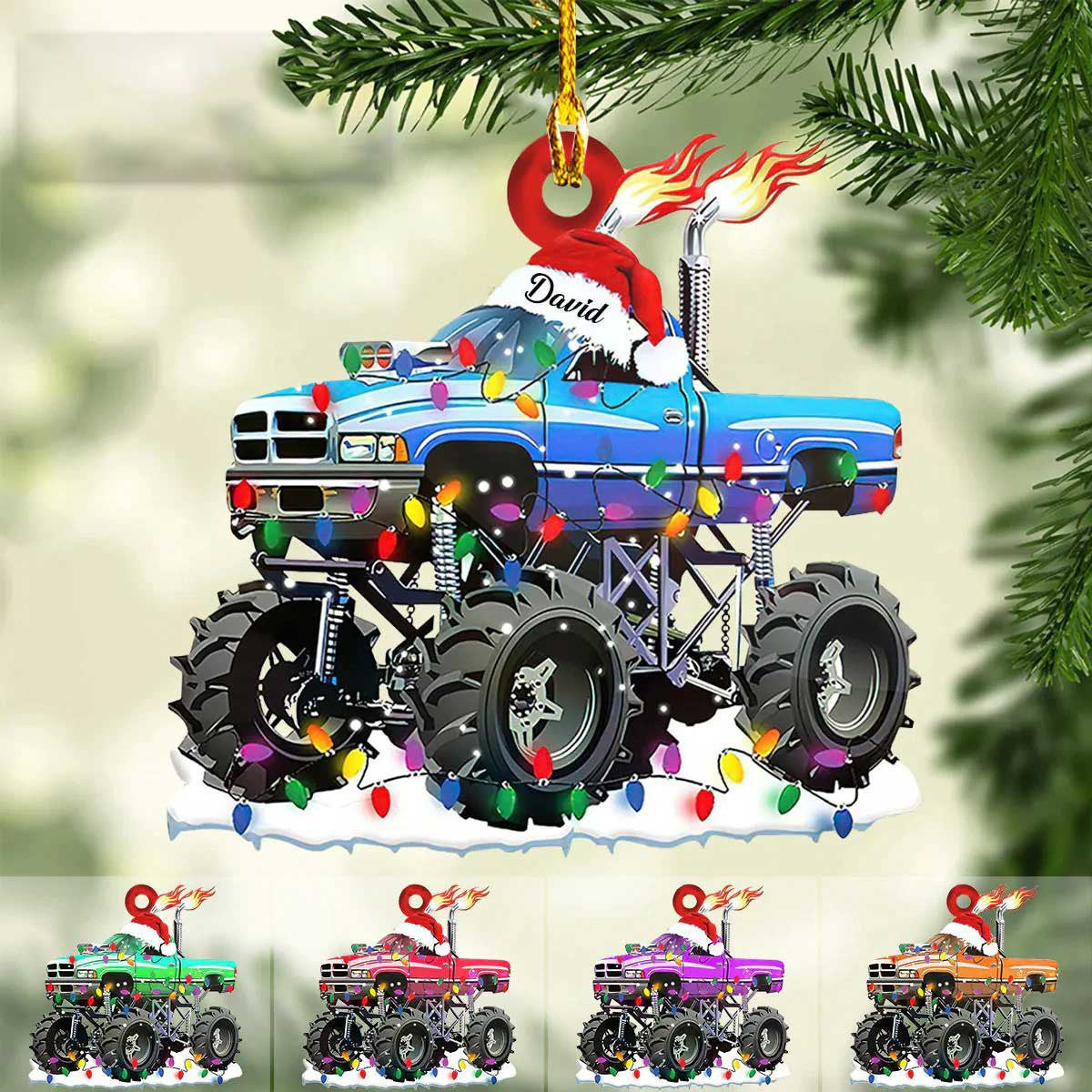 Personalized Monster Truck Christmas Ornament Custom Name Monster Truck Ornament for Him