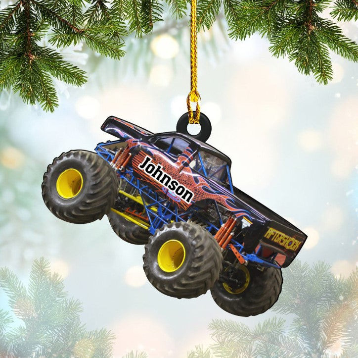 Personalized Monster Truck Custom Shape Ornament Custom Name Ornament for Him