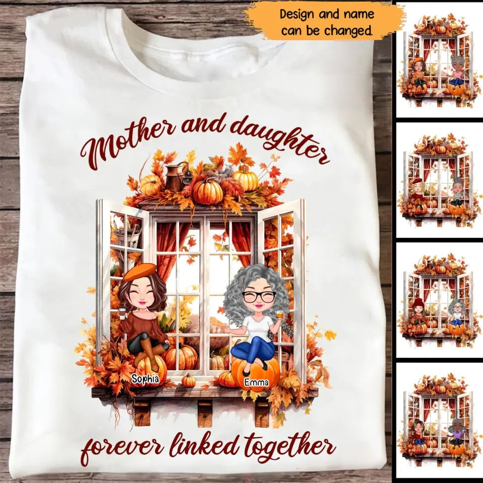 Personalized Mother And Daughters Forever Linked Together T-Shirt Mother's Day Shirt Best Presents For Girlfriend
