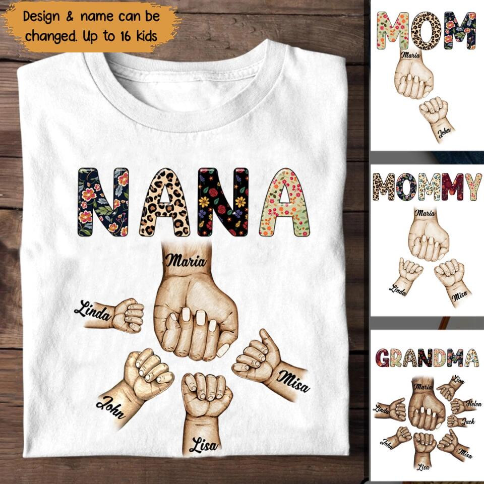 Personalized Mother Grandma And Kid Name Hand T-Shirt Mother's Day Shirt Mother's In Law Gifts Mom's Day