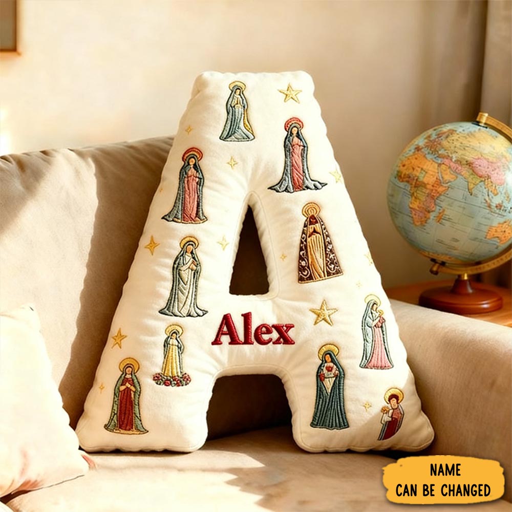 Personalized Mother Of God Pray For Us Graphic 3d Print Letter Pillow With Custom Name Home Decor Christian Pillow Religious Gift For Kids Adults