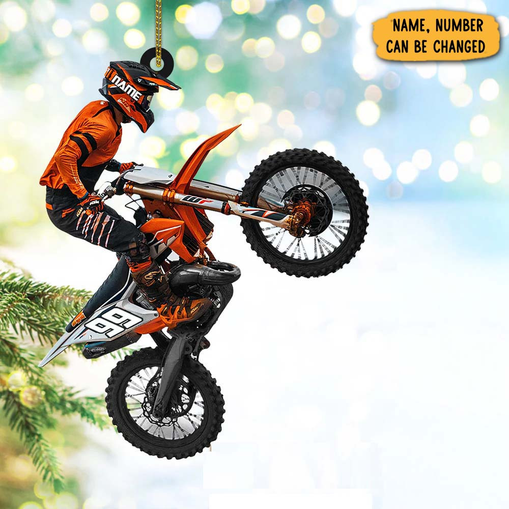 Personalized Motocross Biker Christmas Ornament Holiday Decor Unique Christmas Gifts For Him