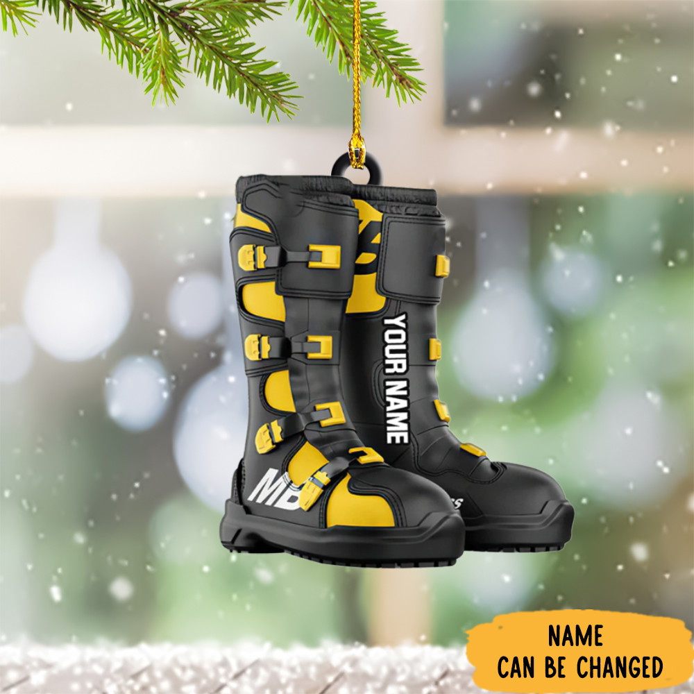 Personalized Motocross Boot Ornament Tree For Hanging Ornaments Gifts For Motocross Riders