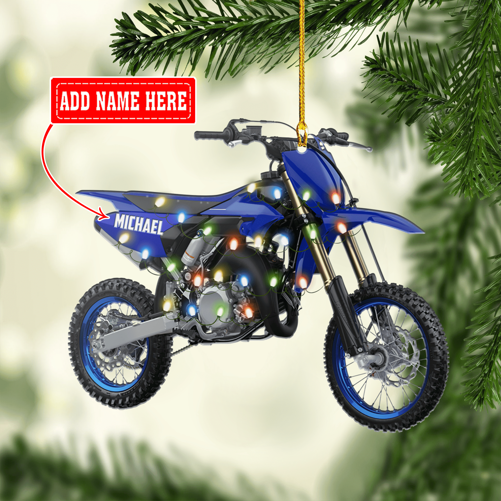 Personalized Motocross Ornament Biker Christmas Ornament Motorcycle Ornament Dirt Bike Ornament Custom Name Ornament for Men