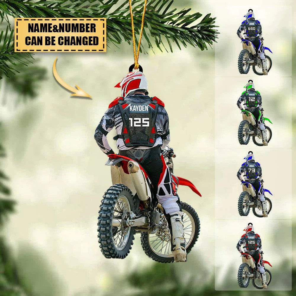 Personalized Motocross Racer Ornament Customized Flat Acrylic Ornament for Motocross Lovers