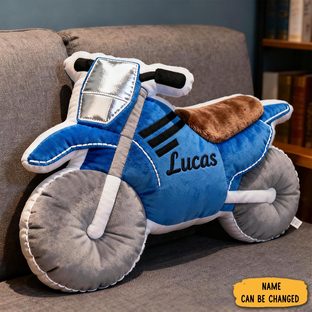 Personalized Motorcycle Shaped Pillow Custom Name Plush Cushion Graphic 3d Print Gift For Racing And Motorsport Lovers