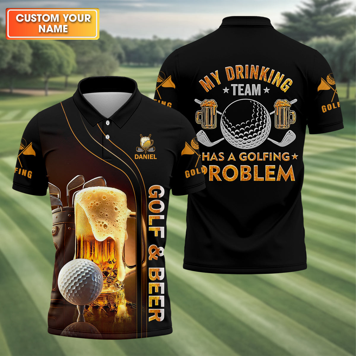 Personalized My Drinking Team Has Golfing Problem Beer Polo Shirt Golf Clothing Present For Men