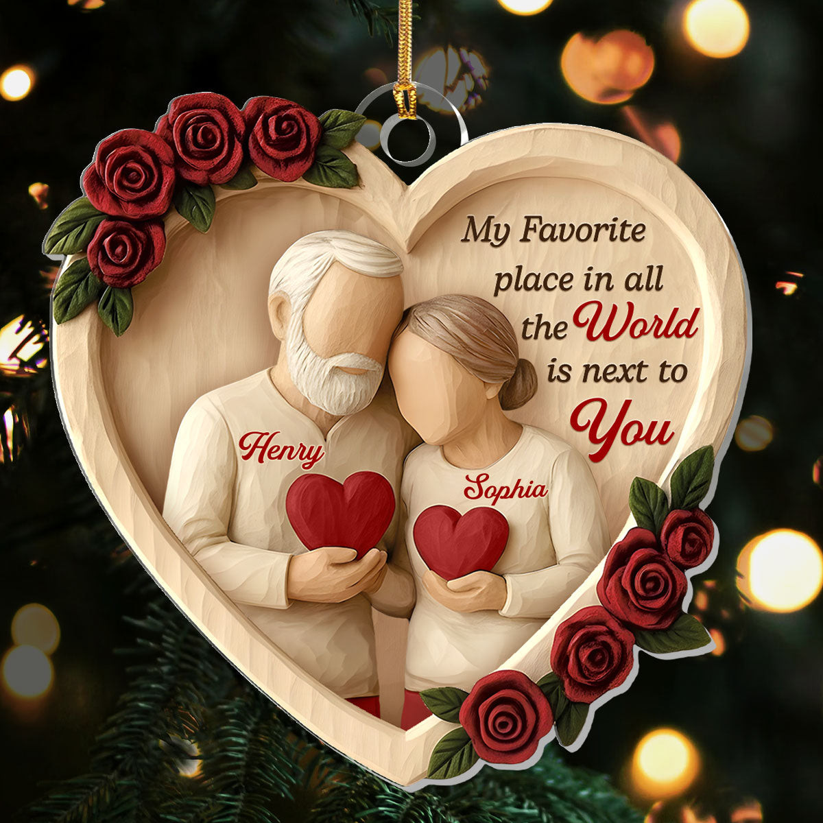 Personalized My Favorite Place In All The World Is Next To You Christmas Ornament Xmas Gifts