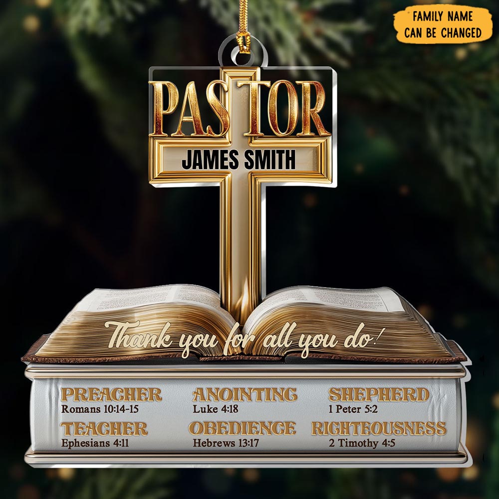 Personalized My Preacher Teacher Christmas Ornament Family Themed Christmas Gifts For Christian