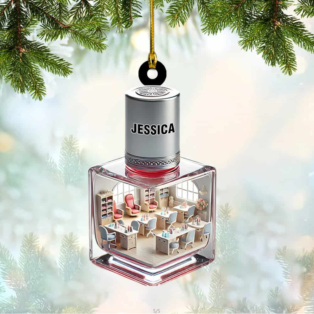 Personalized Nail Salon Christmas Acrylic Ornament Nail Polish Bag Christmas Ornament Gift For Nail Technician Nail Salon Owner