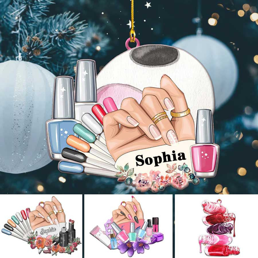 Personalized Nail Technician Manicurist Christmas Gift Custom Shaped Ornament for Nail Technician Gift for Her