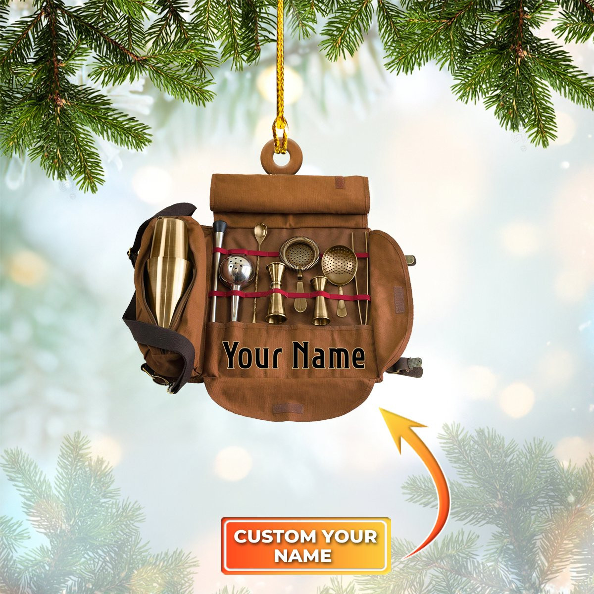 Personalized Name Bartender Tool Shaped Acrylic Ornament Christmas Gift for Bartender and Barista