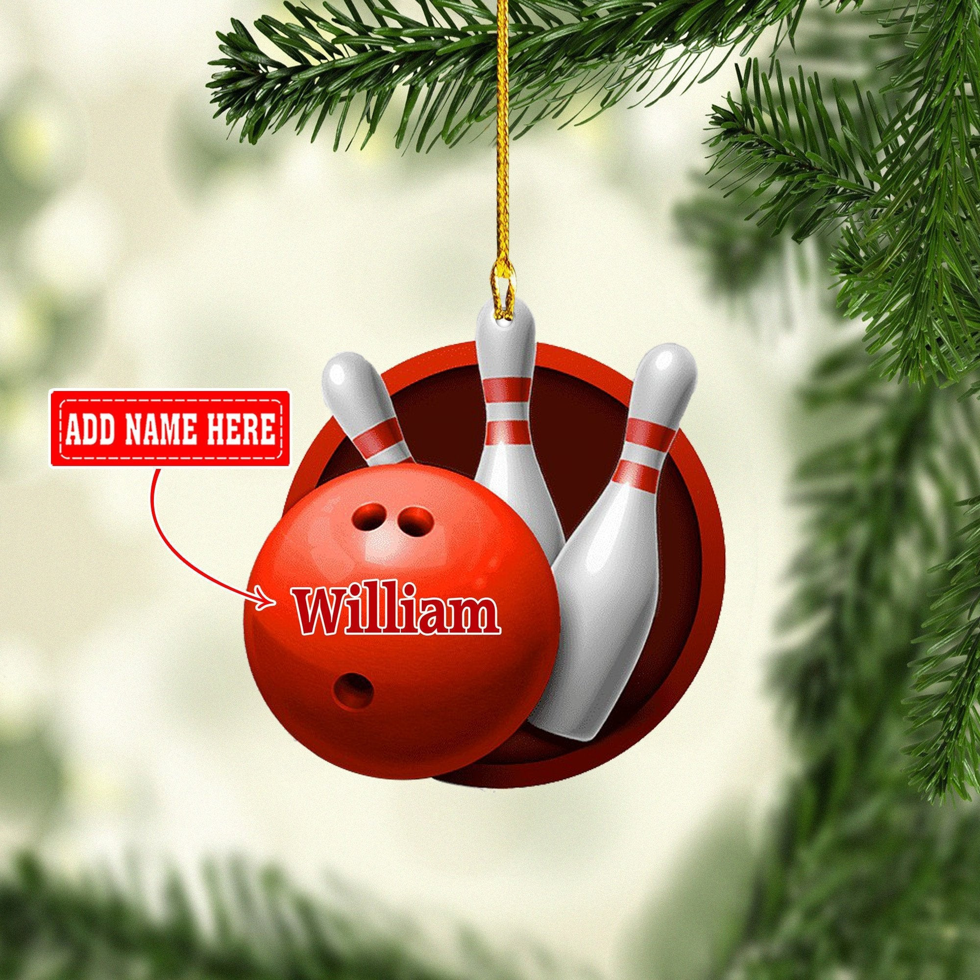 Personalized Name Bowling Strike Ornaments Perfect Idea Gift for Bowler Christmas
