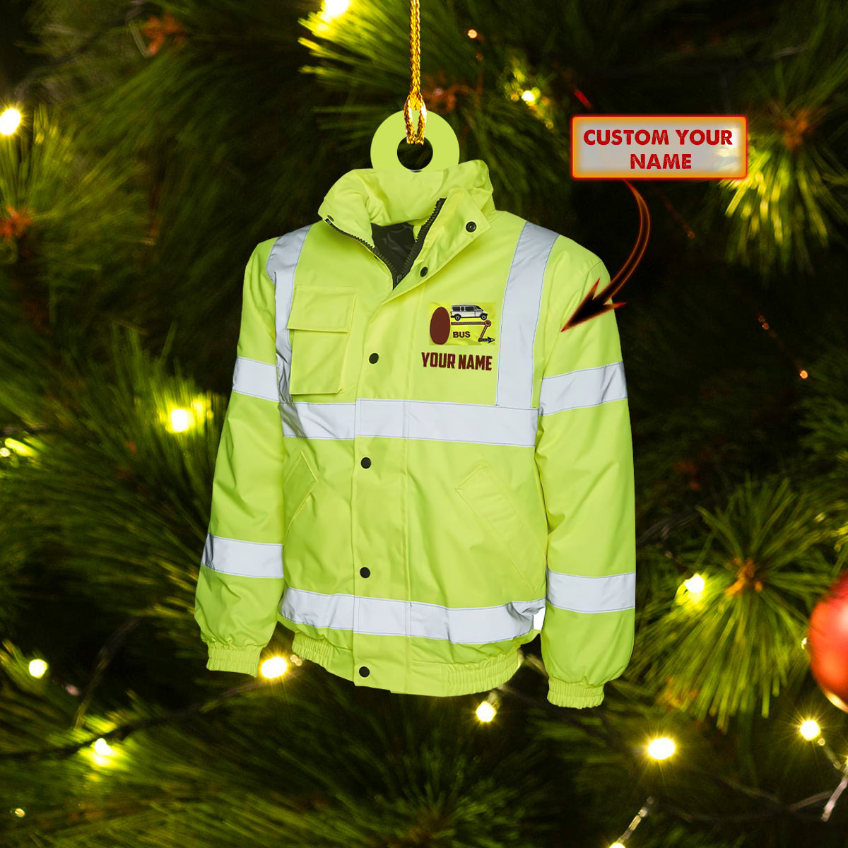 Personalized Name Bus Driver Shaped Ornament Christmas Gift for Bus Driver