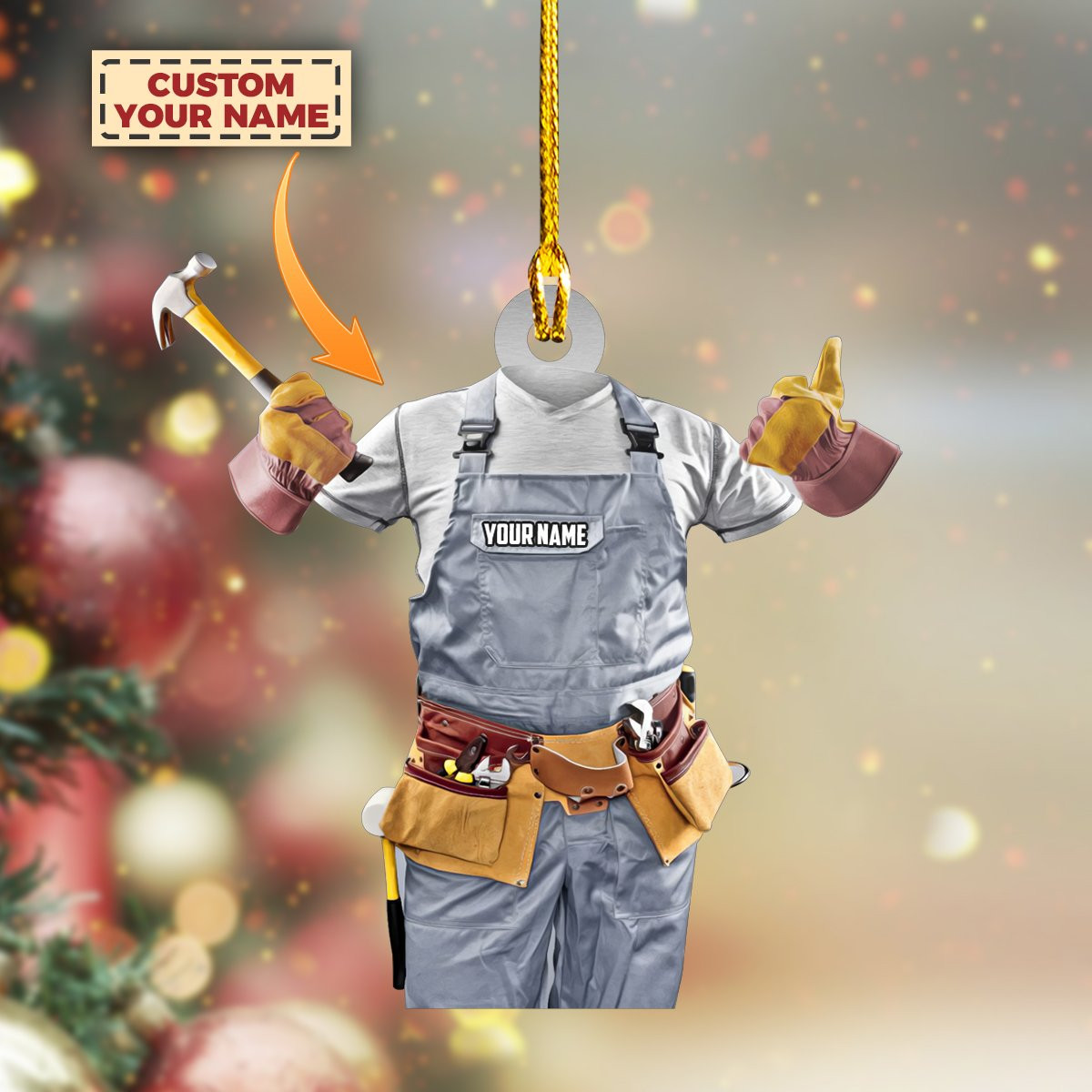 Personalized Name Carpenter Men New Uniform Custom Shaped Ornament