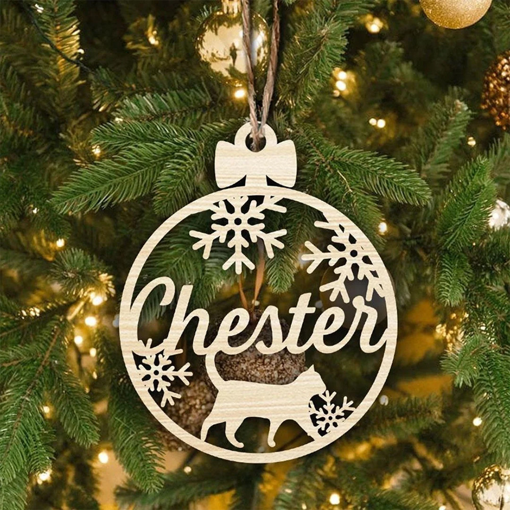 Personalized Name Cat Christmas Ornament Cat Tree Ornament Decoration