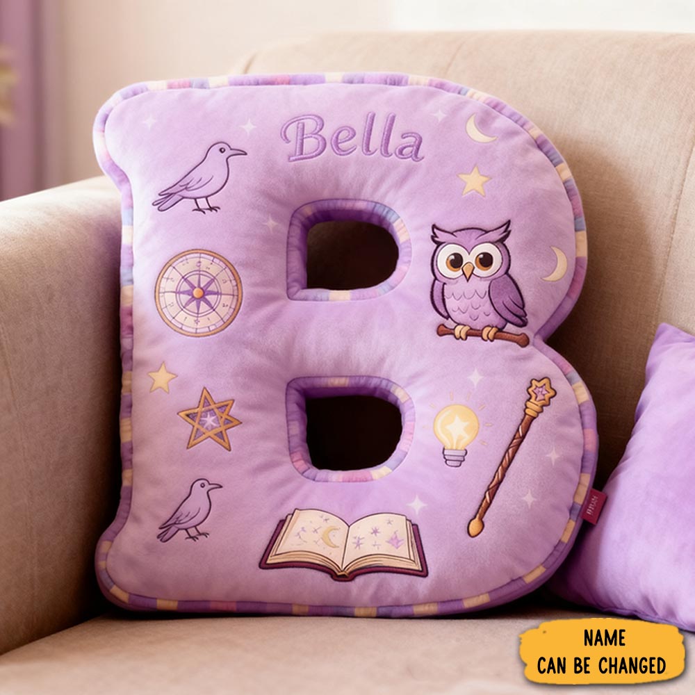 Personalized Name Christmas Gift Pillow With Owl Wand Compass Book Stars And Enchanted Design Graphic 3d Print Pillow