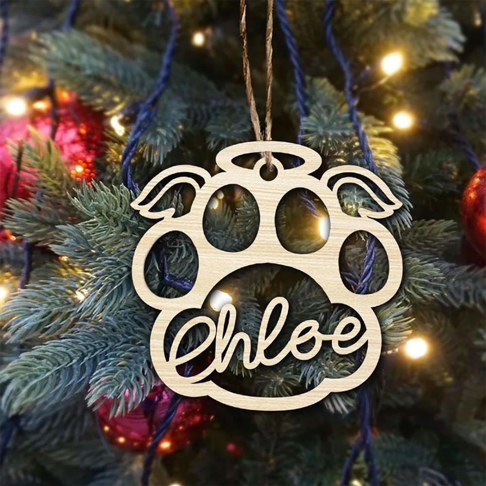 Personalized Name Dog Paw Christmas Ornament Holiday Christmas Gift For Dog Owner