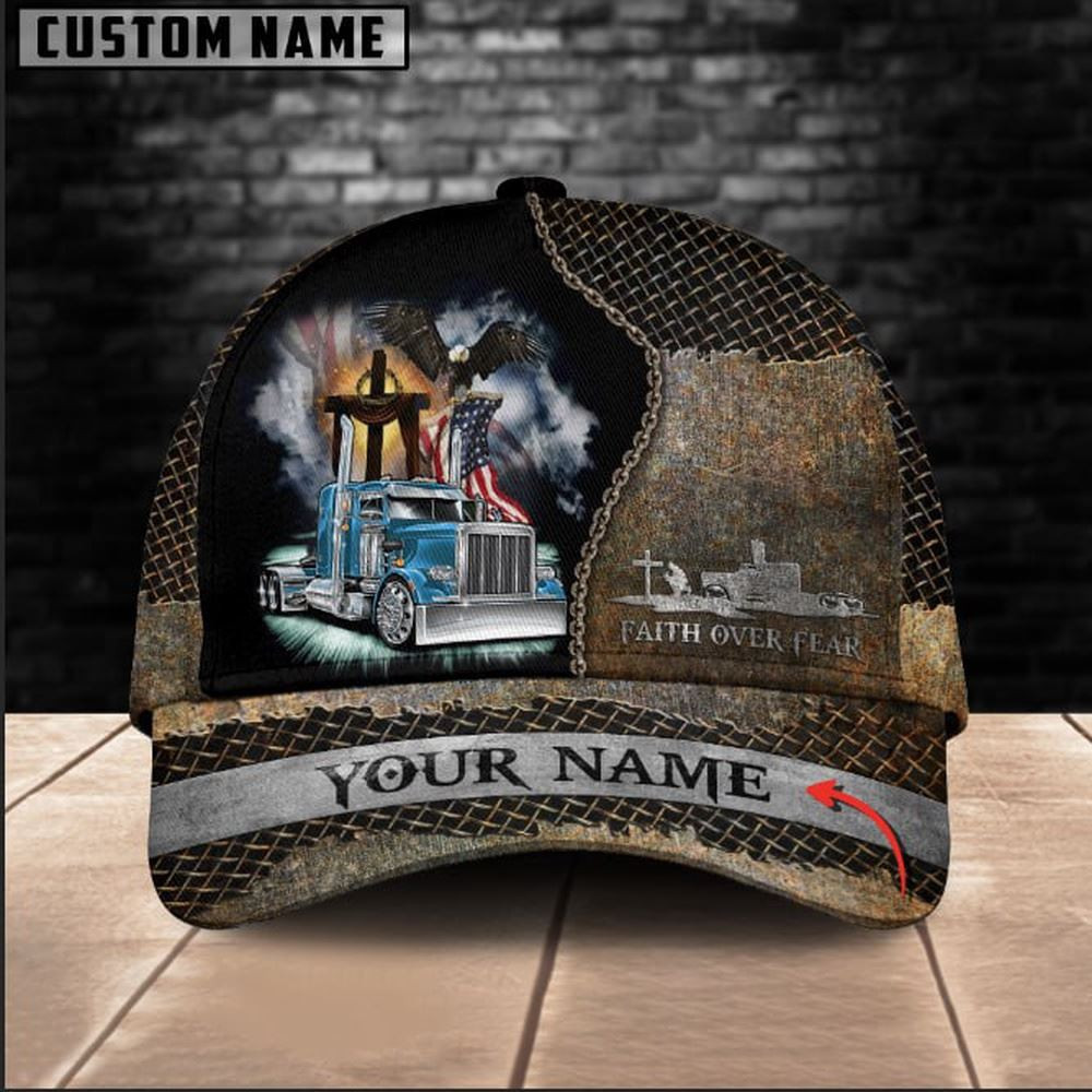 Personalized Name Faith Over Fear Trucker Classic Cap 2024 Farm Cap Farmer Baseball Cap