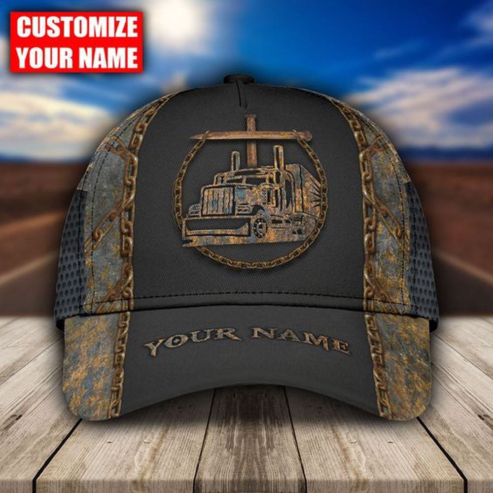 Personalized Name Fueled By Blood Of Jesus Old Yellow Trucker Classic Cap 2024 Farmer Baseball Cap