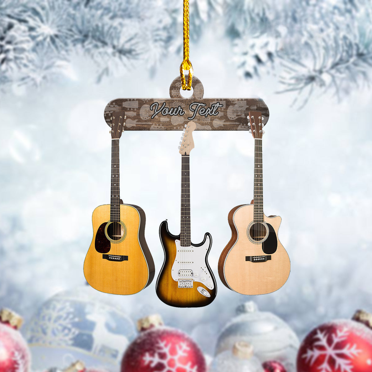 Personalized Name Guitar Acrylic Ornament Best Christmas Gift for Musician Lover