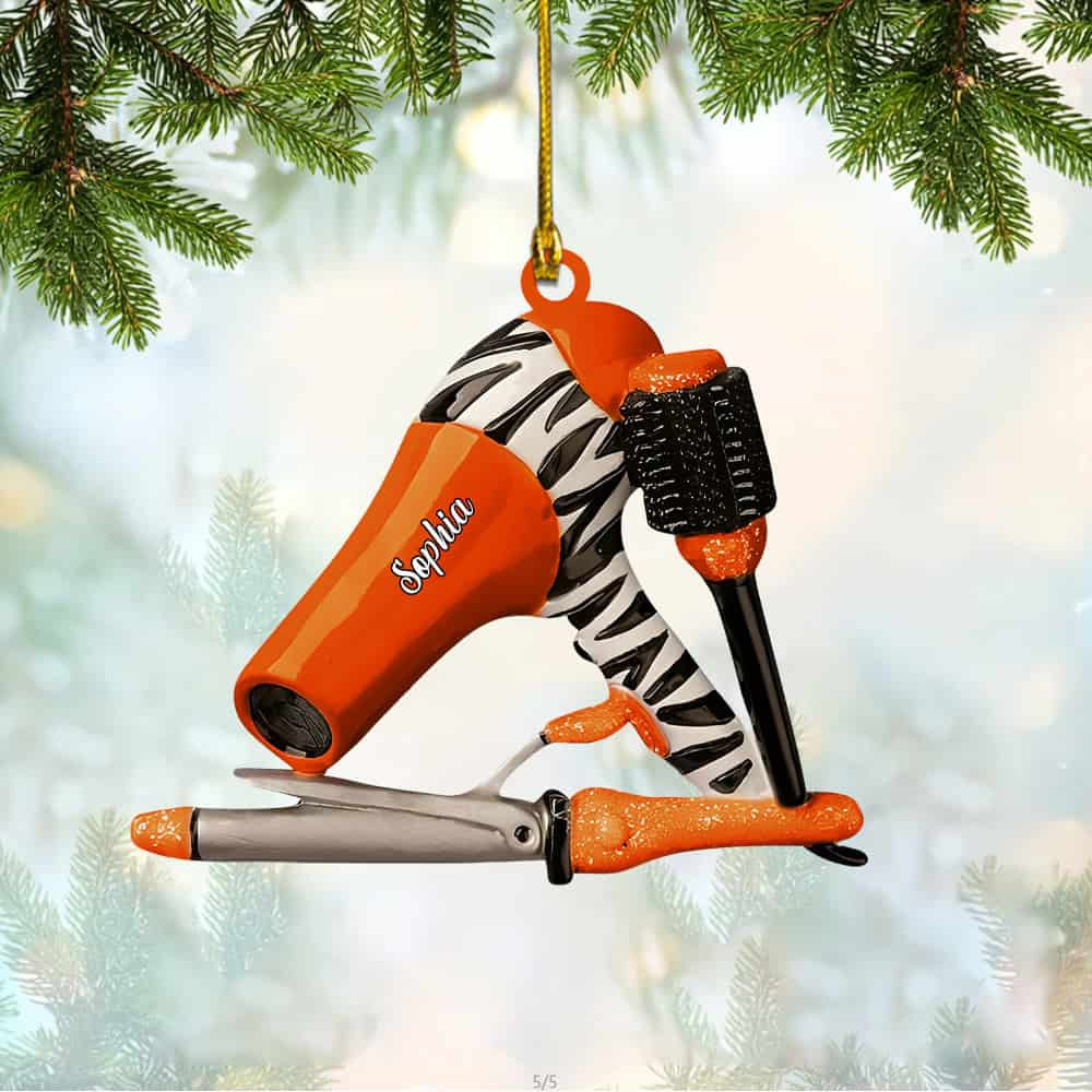 Personalized Name Hair Stylist Tool Christmas Ornament Gift For Hairdresser Barber