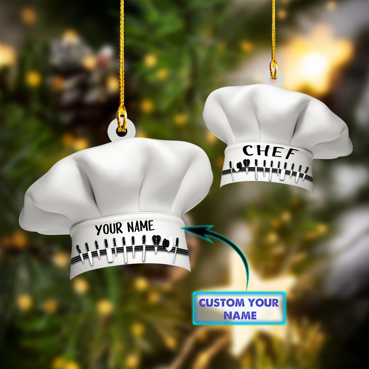 Personalized Name Hat Chef Ornament Any Style Hat Chef Christmas Ornament Idea Gift for Chef