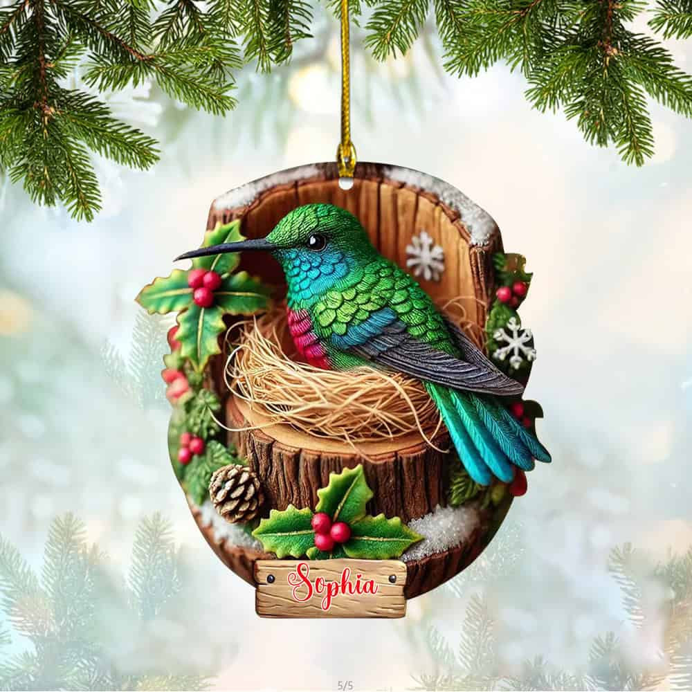 Personalized Name Hummingbird Christmas Ornament Christmas Home Decor