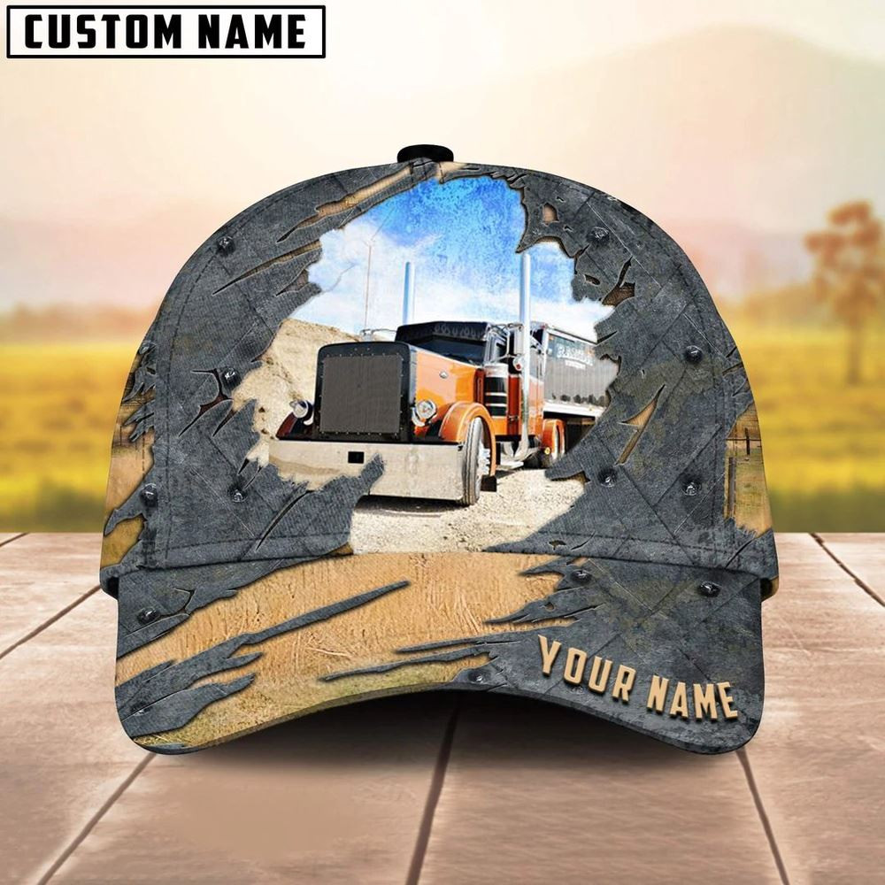 Personalized Name Orange Truck Trucker Classic Cap 2024 Farm Cap Farmer Baseball Cap