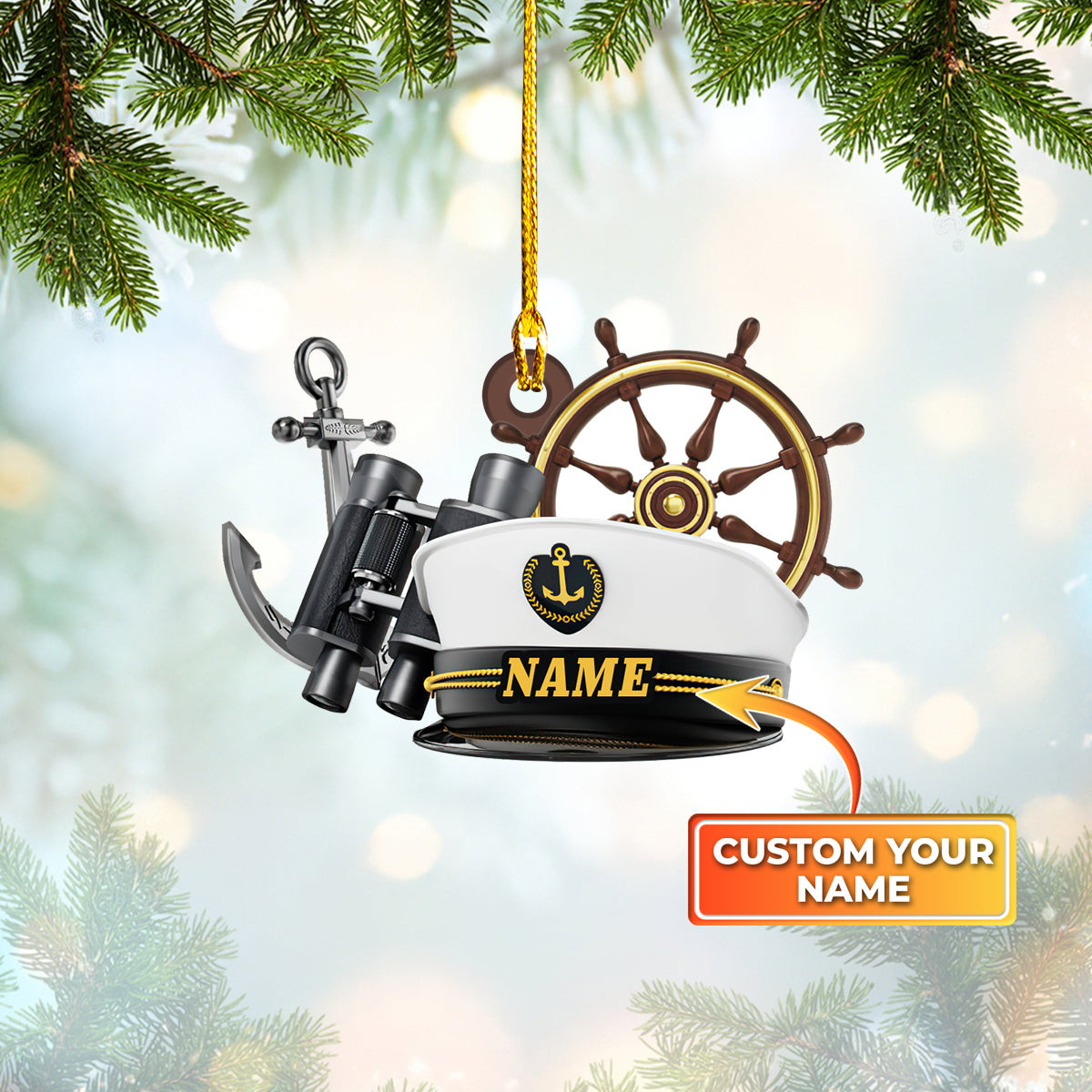 Personalized Name Sailor Captain Custom Shaped Ornament Gift for Sailor Captain