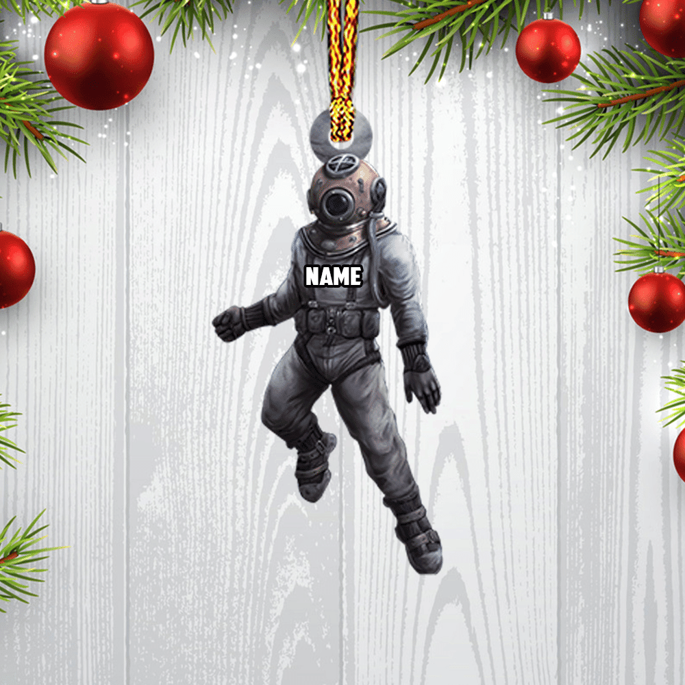 Personalized Name Scuba Diver Custom Shaped Ornament Scuba Diving Christmas Gift