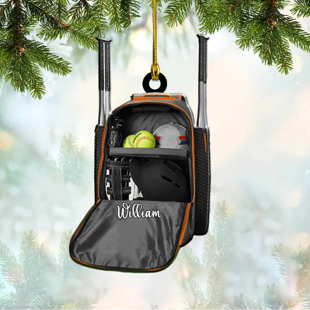 Personalized Name Softball Backpack Shaped Christmas Ornament Gift For Softball Lover