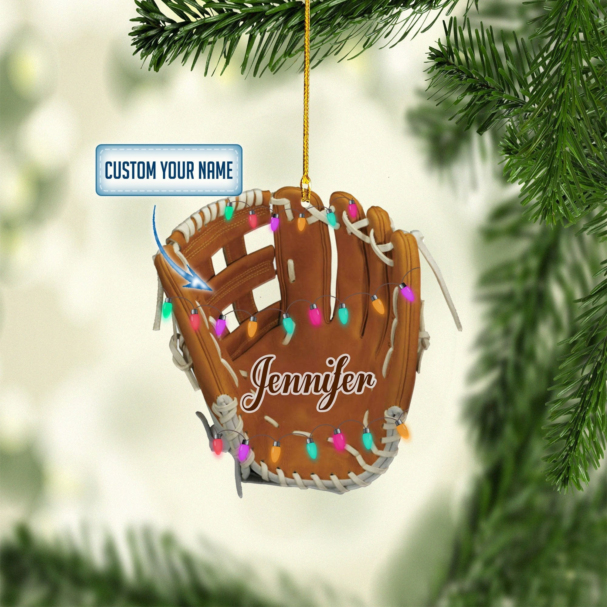 Personalized Name Softball Gloves Acrylic Shaped Ornaments Christmas Ornament for Softball Player