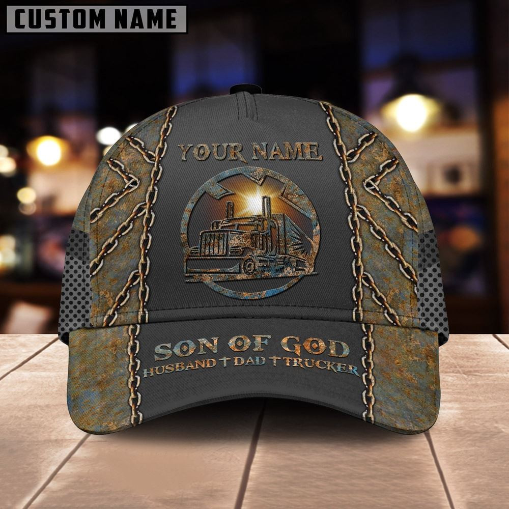 Personalized Name Son Of God Husband Dad Trucker 3D All Printed Cap Farmer Baseball Cap