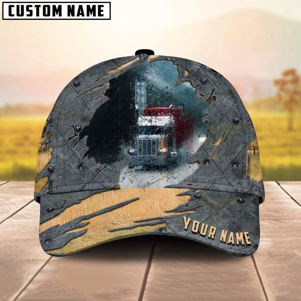 Personalized Name White Truck In The Rain Trucker Classic Cap 2024 Farmer Baseball Cap