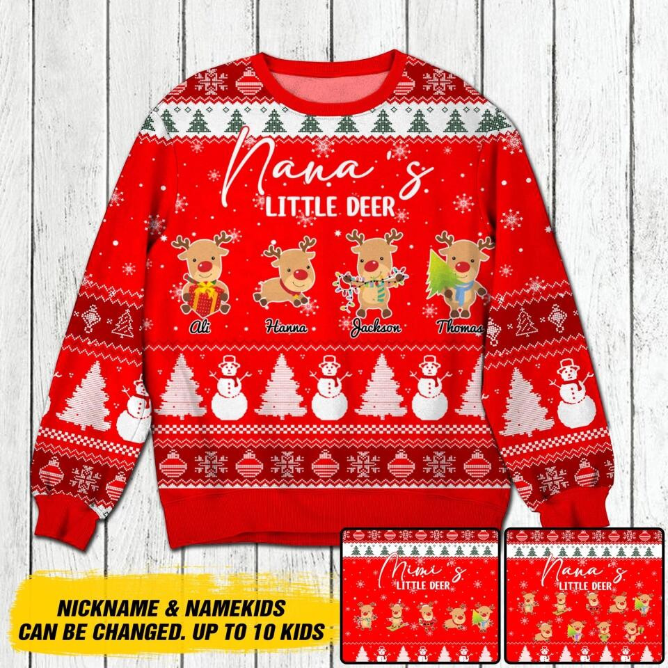 Personalized Nana's Litter Deer Christmas Sweater Great Mother's Day Gifts For Mom