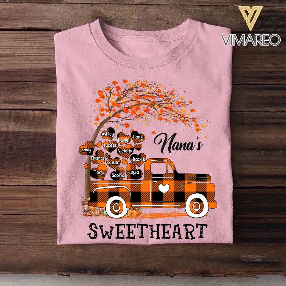 Personalized Nana's Sweatheart Fall Kid Name T-Shirt Mother's Day Shirt Gift Ideas For Mom