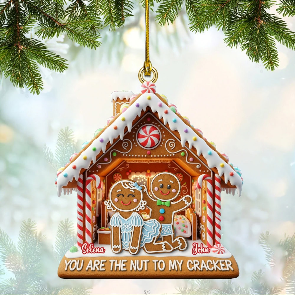 Personalized Naughty Couple Gingerbread Custom Flat Acrylic Ornament Christmas Gift