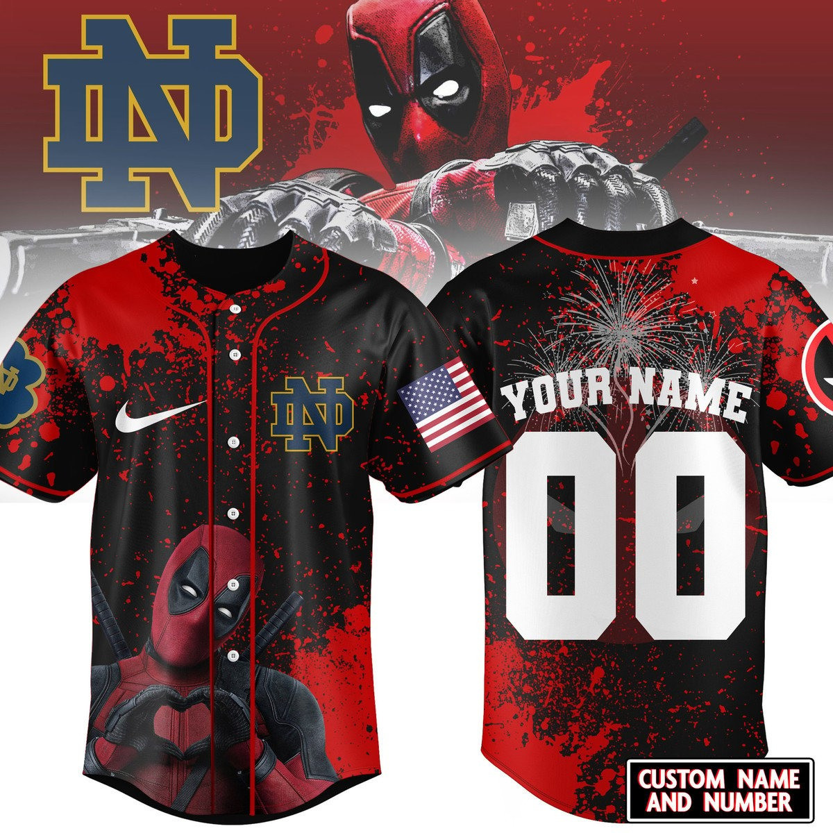 Personalized ND x Deadpool Jersey Gifts For Brother In Law