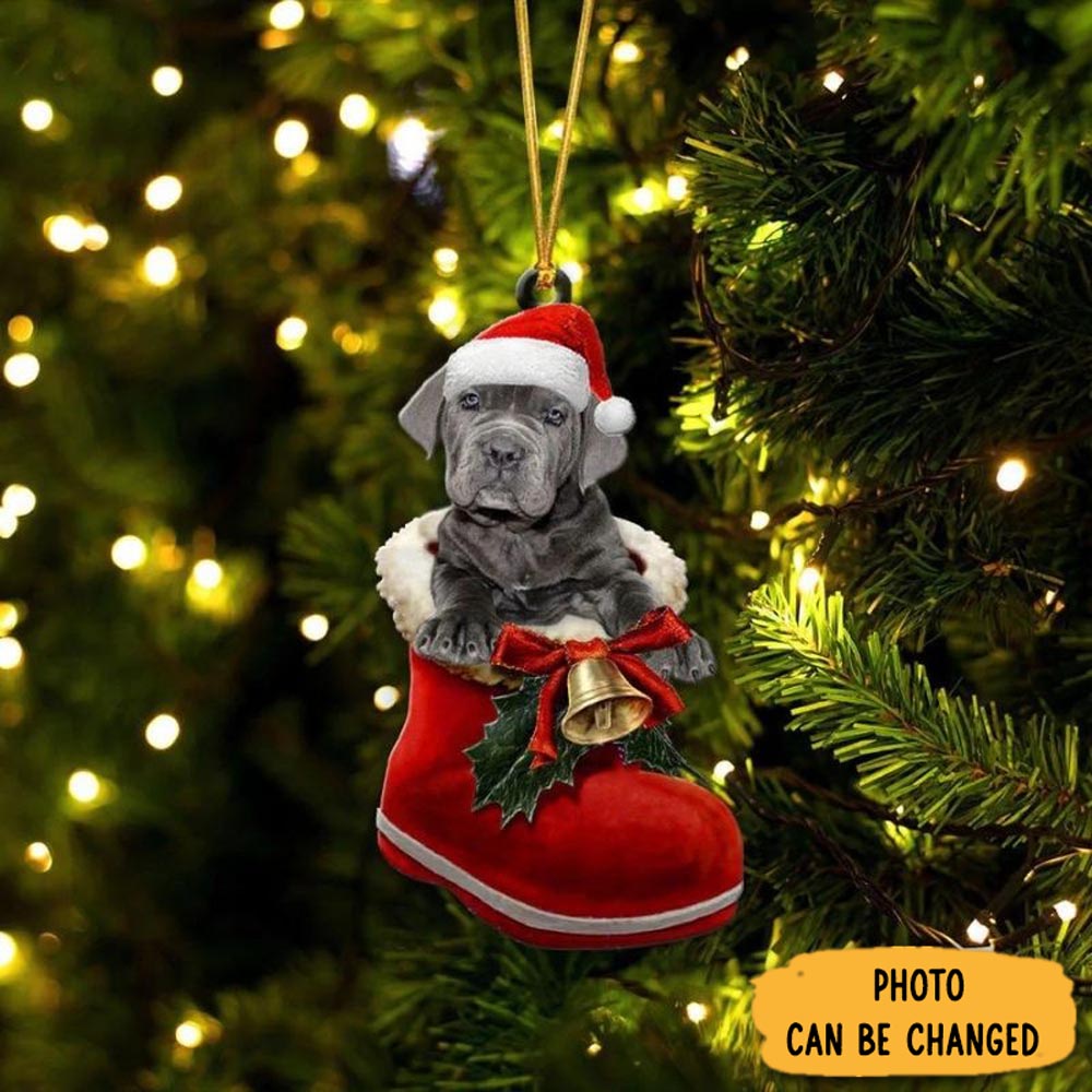 Personalized Neapolitan Mastiff In Santa Boot Christmas Hanging Ornament Festive Holiday Ornament Collection