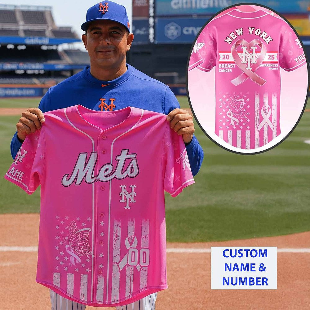 Personalized New York Mets 2025 x Breast Cancer Awareness Month Baseball Jersey