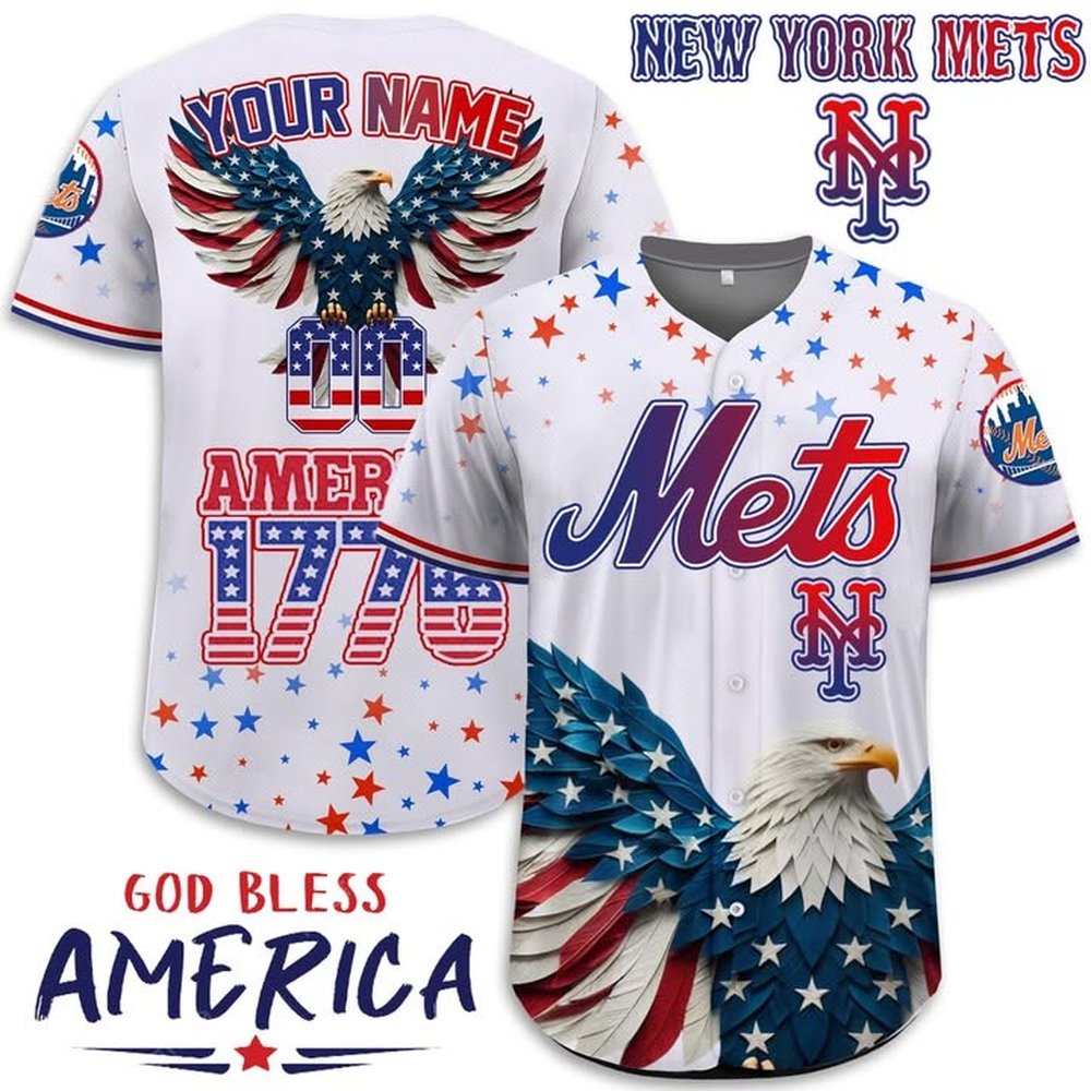 Personalized New York Mets Independence Day 4th Of July Jersey Mets Merch Unique Baseball Gifts For Fans