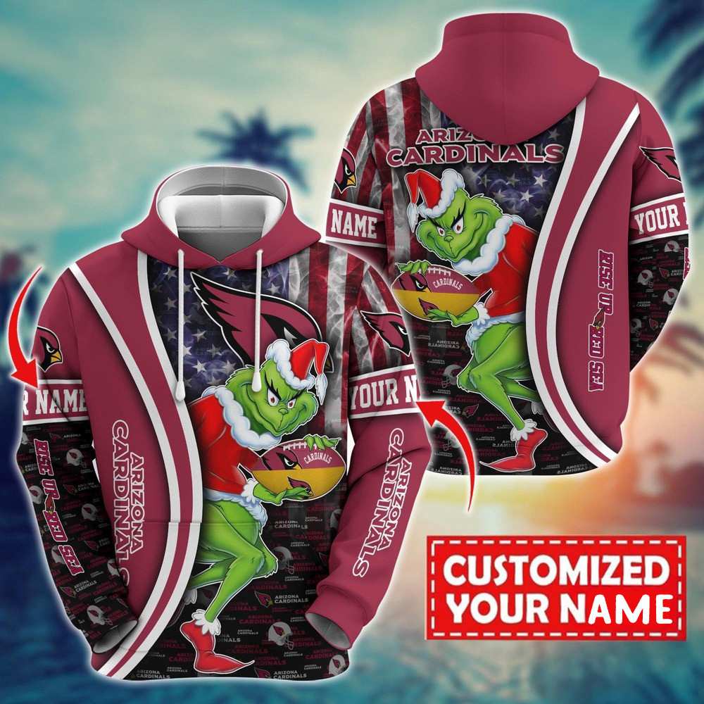 Personalized NFL Arizona Cardinals Grinch Hoodie Best Gift For Football Lovers