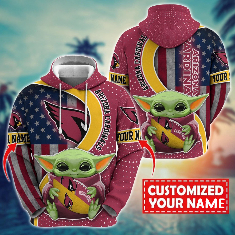 Personalized NFL Arizona Cardinals Hoodie Baby Yoda Hoodie For Fans Football Gifts