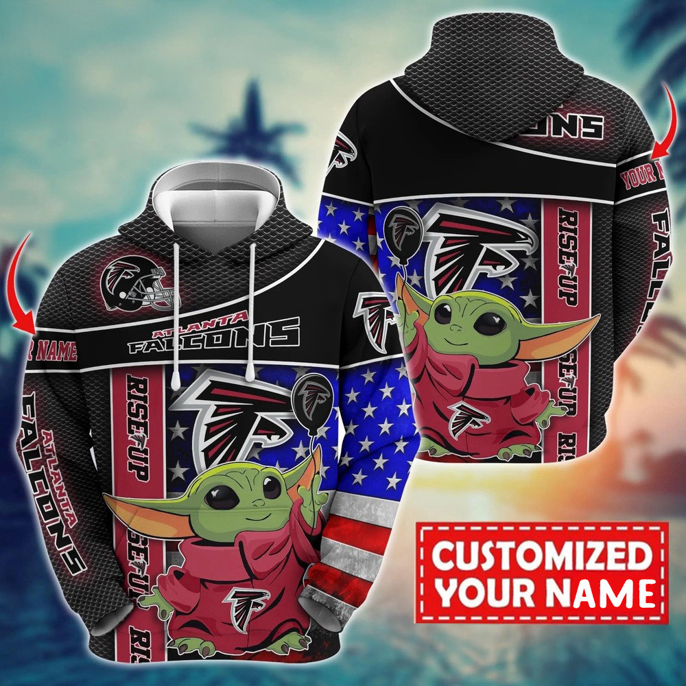 Personalized NFL Atlanta Falcons Baby Yoda Hoodie Best Gifts For NFL Fans