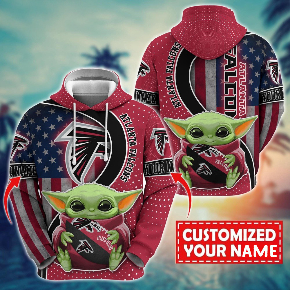 Personalized NFL Atlanta Falcons Baby Yoda Hoodie Football Gifts For Men