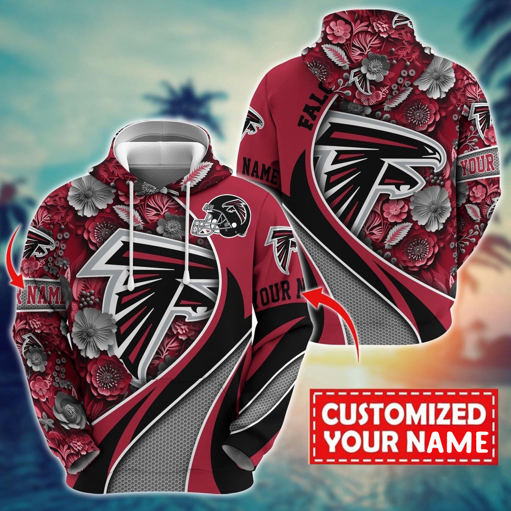 Personalized NFL Atlanta Falcons Hoodie Flower Hoodie Unique Gifts For Football Fans
