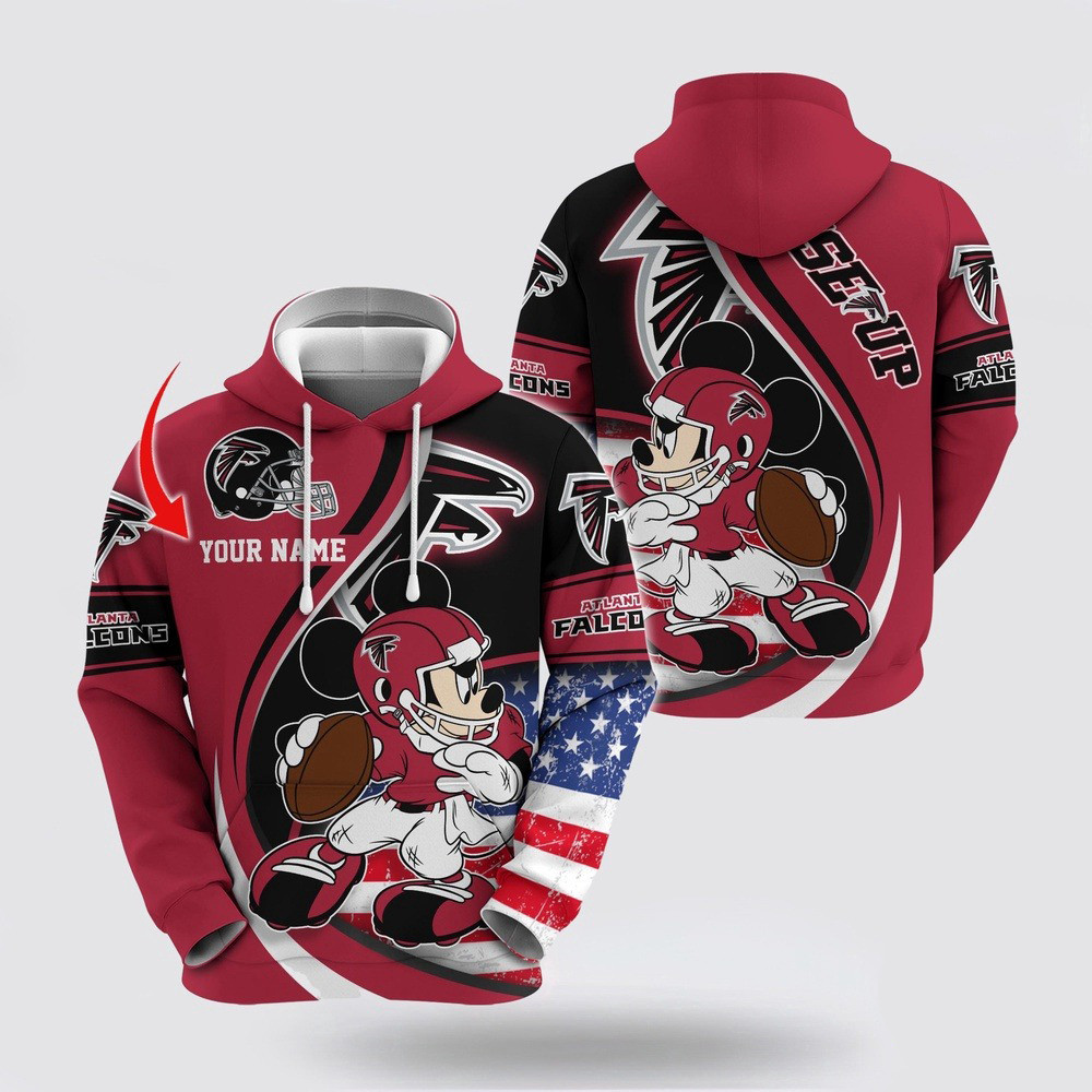 Personalized NFL Atlanta Falcons Mickey Mouse 100 Year Anniversary Hoodie Football Lovers Gifts