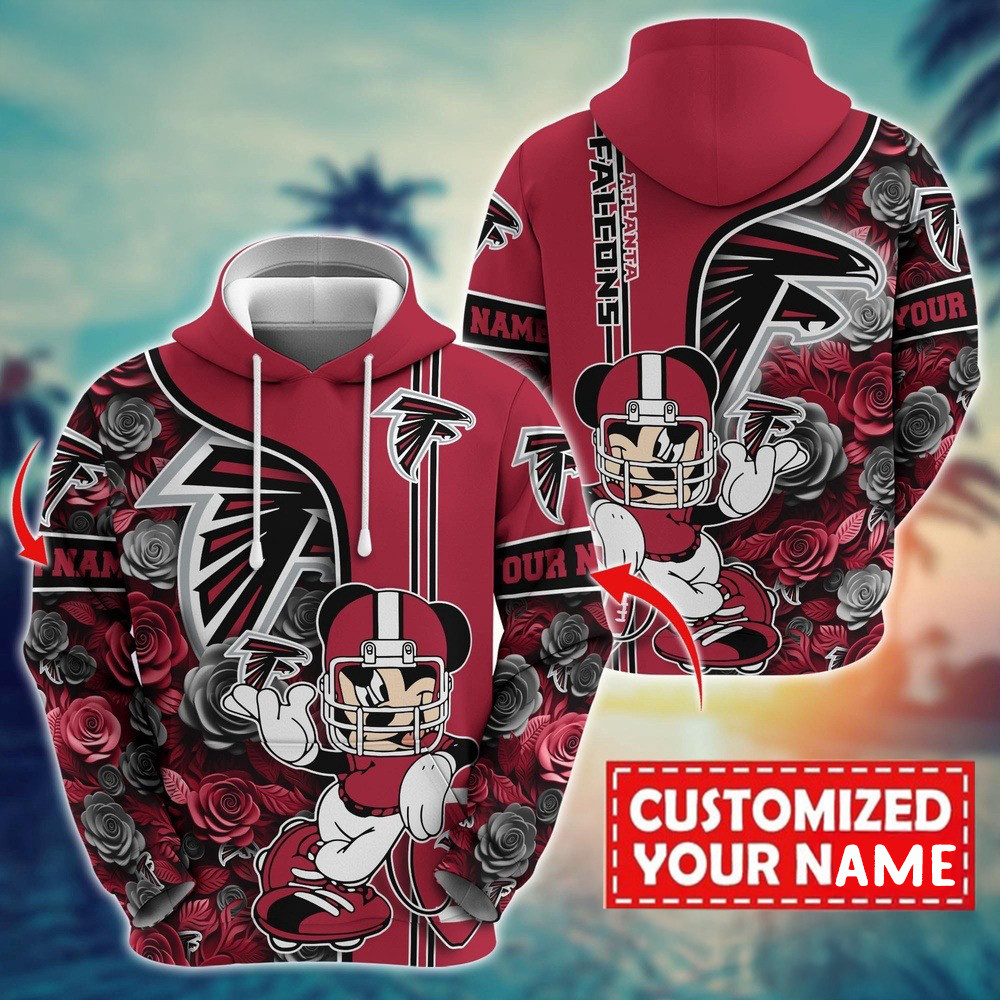 Personalized NFL Atlanta Falcons Mickey Mouse Flower Hoodie Football Fan Gift Ideas